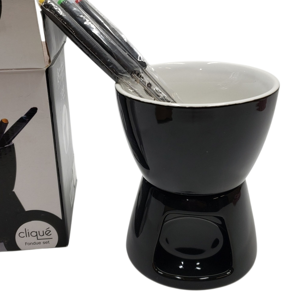 🔷️New Maxwell & Williams Black Fondue Set 4 Forks Chocolate
